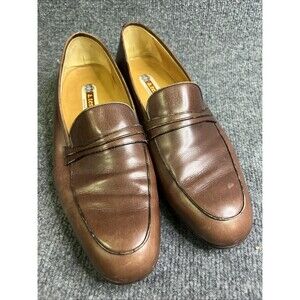a.testoni Italian Brown Leather Loafers Brown  11D